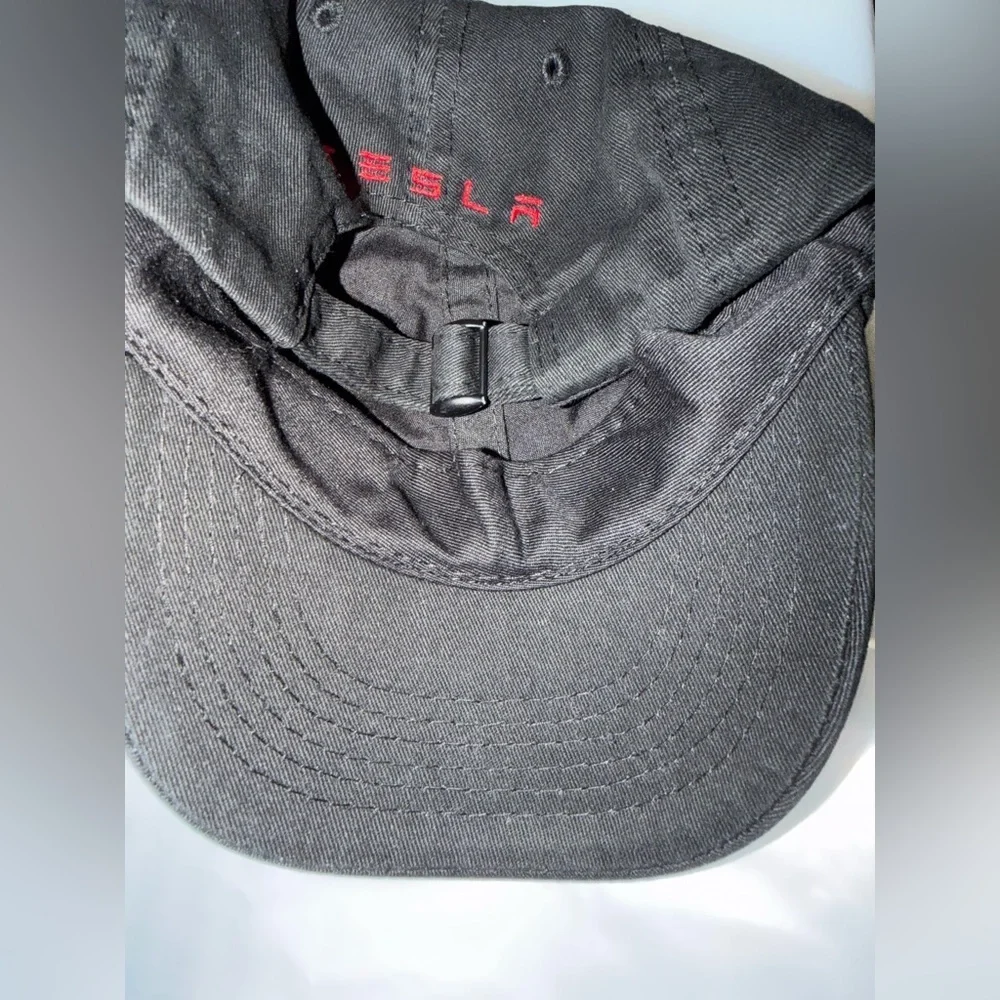 Tesla Adjustable Kids Black Hat w/ Red Embroidered Emblem Mini Elon